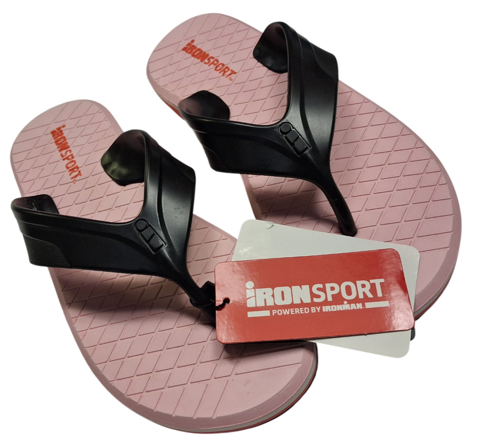 IRONSPORT Womens Flip Flops Size 8 Pink Black Thong Sandals Casual Comfort New